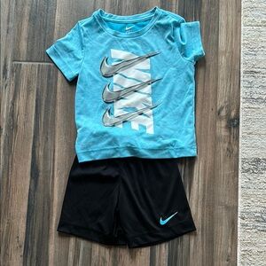 Nike Blue T-Shirt and Black Shorts Set